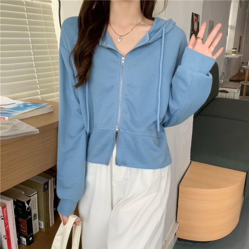 Women Hoodies Sweatshirts Zipper Jacket Top Clothes Spring Autumn Cardigan Coat Women Hooded Tracksuit Black Gray Sport Shirts