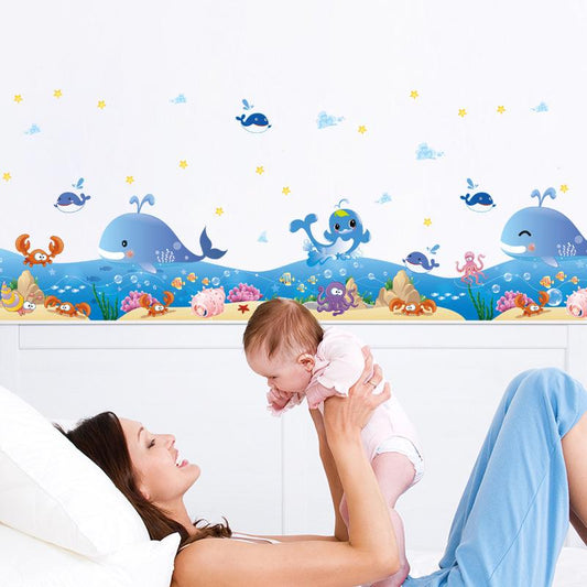 Happy Ocean Baseboard Children Room Bedroom Background Wall Stickers Environmentally Friendly