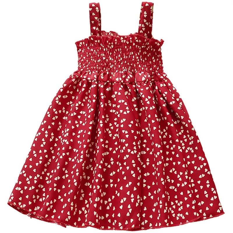 Girls Suspender Dress Summer Polka Dot Dress 4-8 Year Old Girls Fashionable Dress