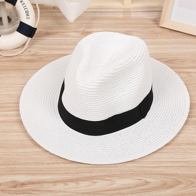 Summer Beach Women Hat Brim Ladies Sun Hat Casual Panama jazz Straw Hat Men Cap Sun Visor Cap Male