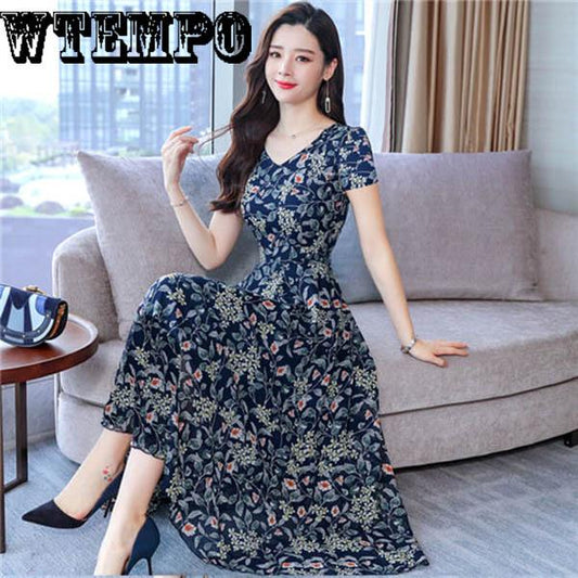 Dress Spring and Summer Large Size Waist Slimming Long Section Fashion Women's Printed Skirt