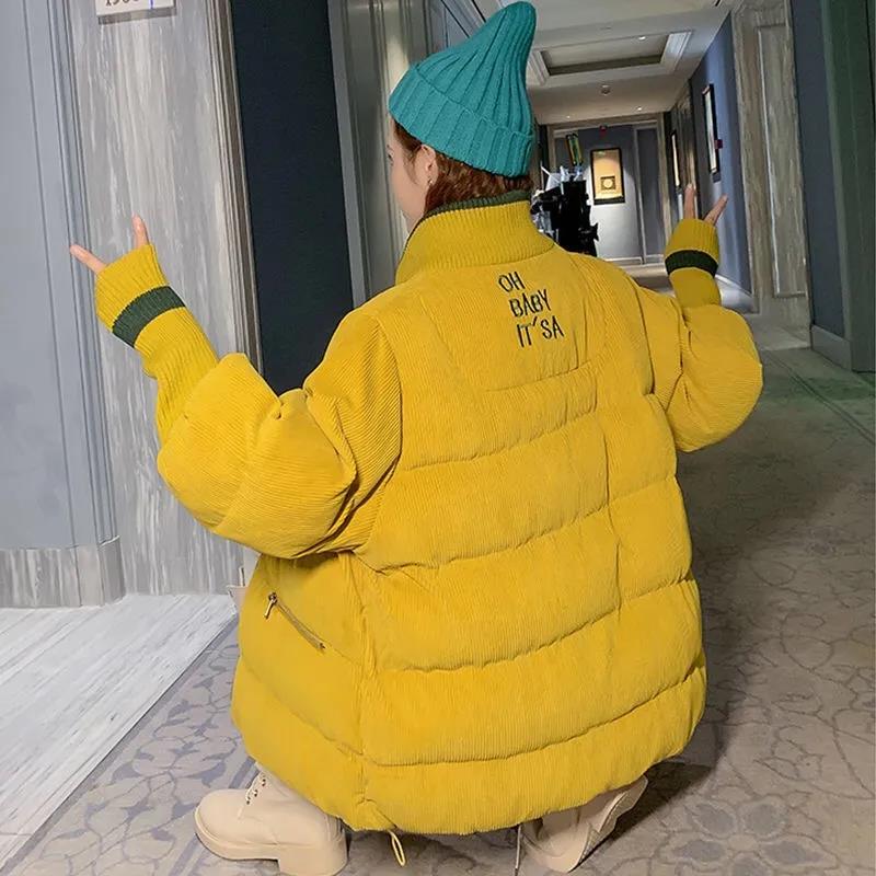 Winter Down Jacket Korean Version of Loose Corduroy Cotton Jacket Thick Warm Women's Short Down Jacket