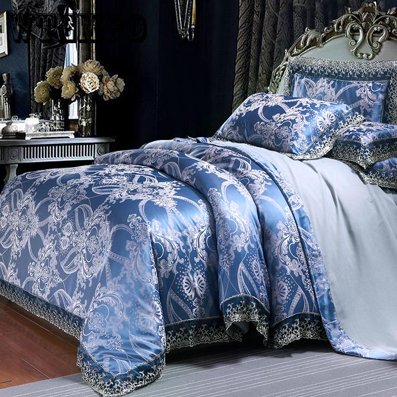 Luxury Satin Jacquard Bedding Set Duvet Cover Bed Linen Bed Sheet Pillowcases Bedclothes
