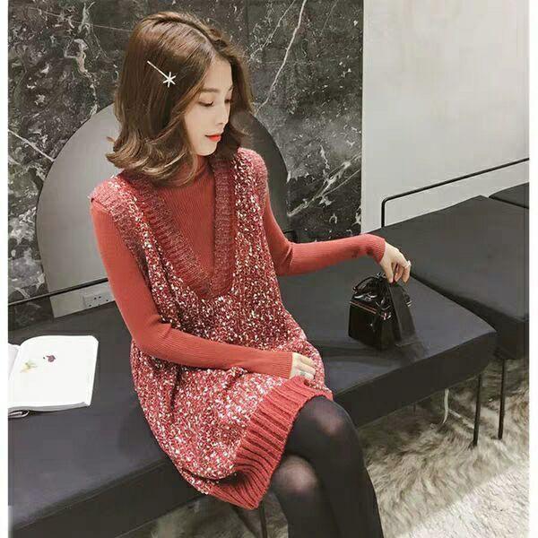 Spring and Autumn Vest Bottoming Knitwear Mid-length Loose Sleeveless Sweater Women