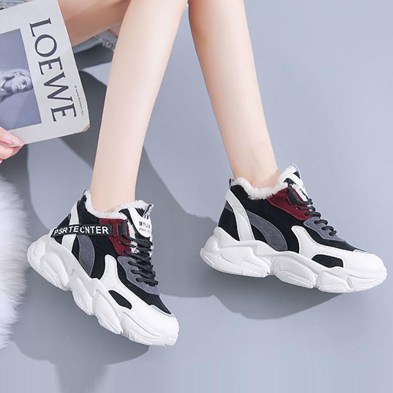 Old Shoes Women's Winter Cotton Shoes Plus Velvet Warm Martin Boots Thick Bottom Increase Casual Shoes Sports Shoes Snow Boots