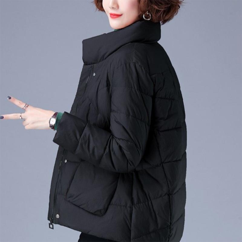 Women's Short Warm Down Jacket Winter Loose Jacket Down Jacket Casual Stand Collar Padded Jacket
