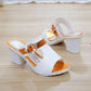 Sandals  Women Summer Korean Style Small Thick Heel High Heels Mid-heel Buckle  All-match Open-toed Women's Shoes