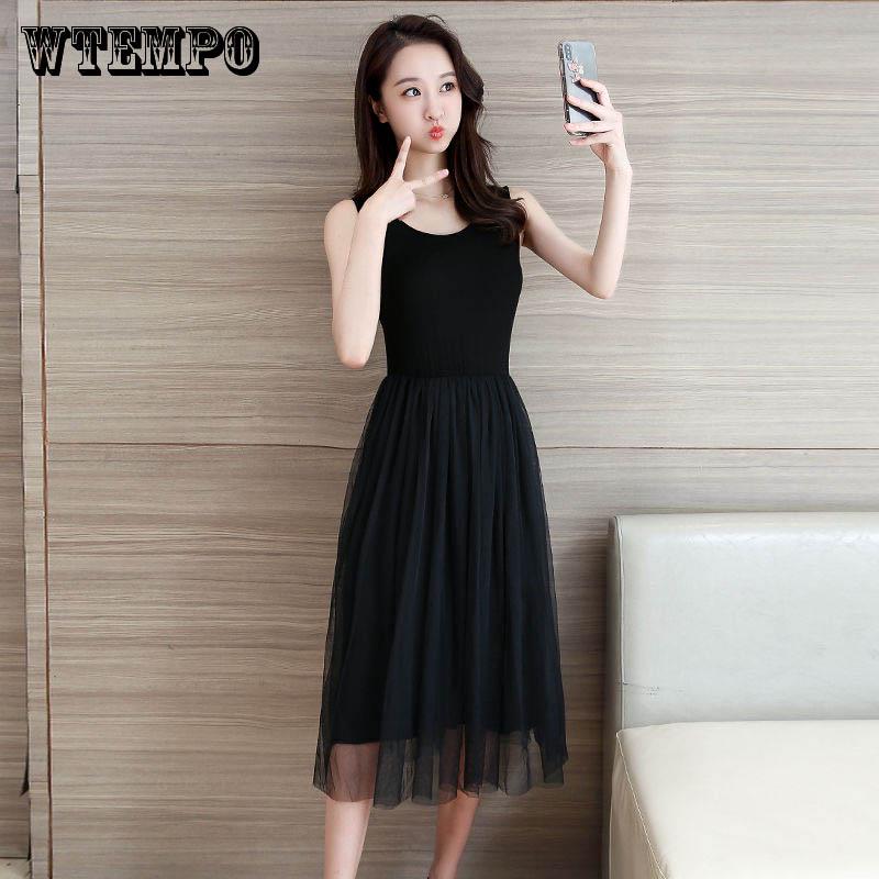 WTEMPO Brand Wearing A Long Skirt Slim Slim Skirt Lace Dress Female Summer Long Sleeveless