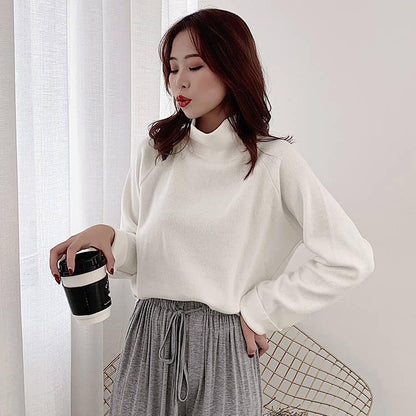 Pofulove Winter Sweater Women Wild High-necked Sweatshirt Wearing Undershirt Student Loose Outerwear
