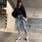 WTEMPO High Waist Ripped Jeans Clothes Stretch Denim Clothing Blue Street Clothes Fashion Retro Pants