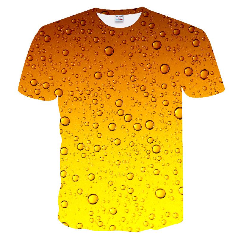 3D Shirt Full Body Beer Bubbles Short Sleeve T-shirt Summer Boy Hip Hop Personality Print Trend T-shirt