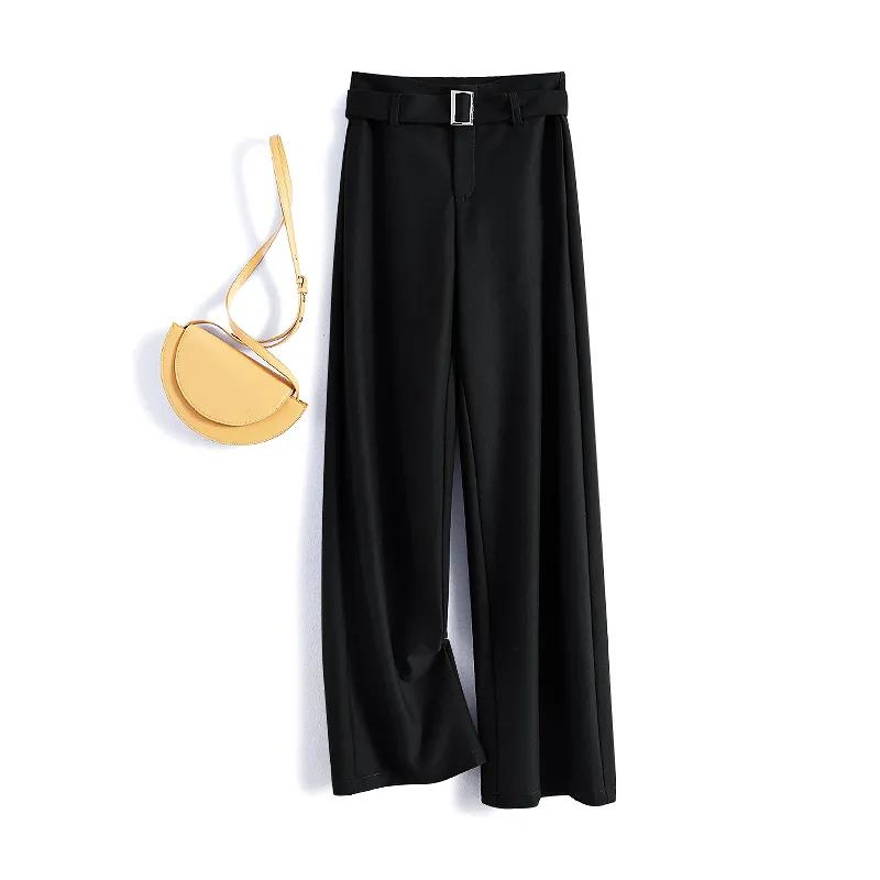 Women Loose Casual Pants Flared Trousers Black Blue Spring Autumn Baggy Long Pants Women Bottoms