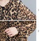 WTEMPO Large Size Chiffon Leopard Print Coat Long-sleeved Irregular Mid-calf Length Sun Protection Clothing Zipper Hooded