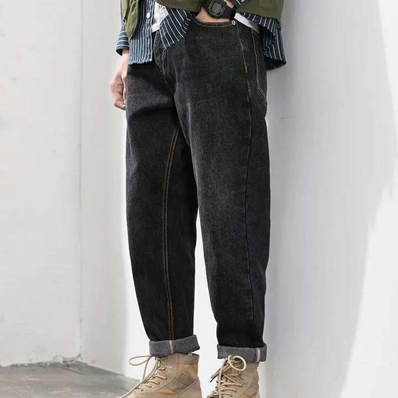 Jeans Spring and Autumn Trend Straight Loose Men's 2021 New Casual Trousers
