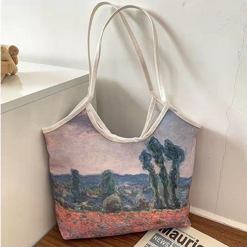 Painting Canvas Bags Casual Large Daily Women Shoulder Tote Handbag Simple Hobo Bags Funny Comics