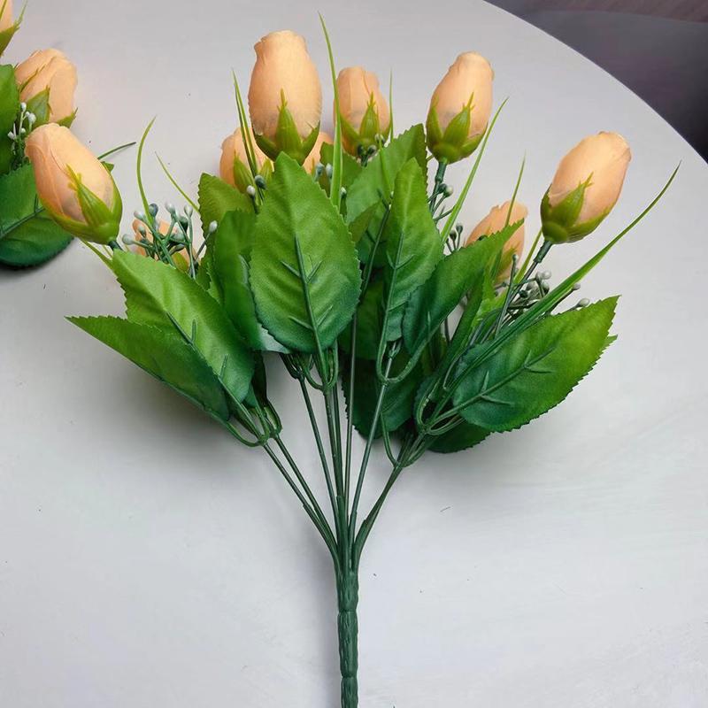 Single Fake Flower Simulation Bouquet Plastic Flower Rose Flower Small Bunch Fabric Decoration Flower Arrangement Flower Silk Flower