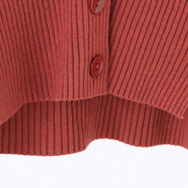 Autumn and Winter Short Style Loose Long-sleeved V-neck Sweater Knitted Cardigan Coat Shawl Solid Color Cropped Top Women