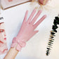 Suede Gloves Female Touch Screen Winter Windproof Cold Warm Plus Velvet Korean Version Cute Bow Gloves
