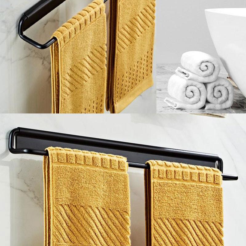 Towel Holder Rack Rail Hanging Space Aluminum Wall-mounted Slippers Rack on The Wall Single Pole Nail-free Bathroom Toilet Bath Towel Organization