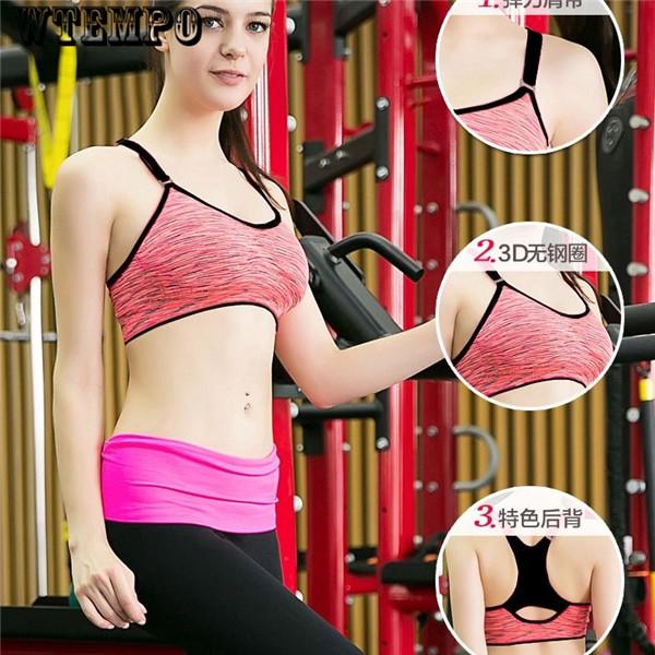 Summer Women Stretch Athletic Vest Gym Fitness Sports Bra No Rims Full Cup Solid Bras Tops Gym