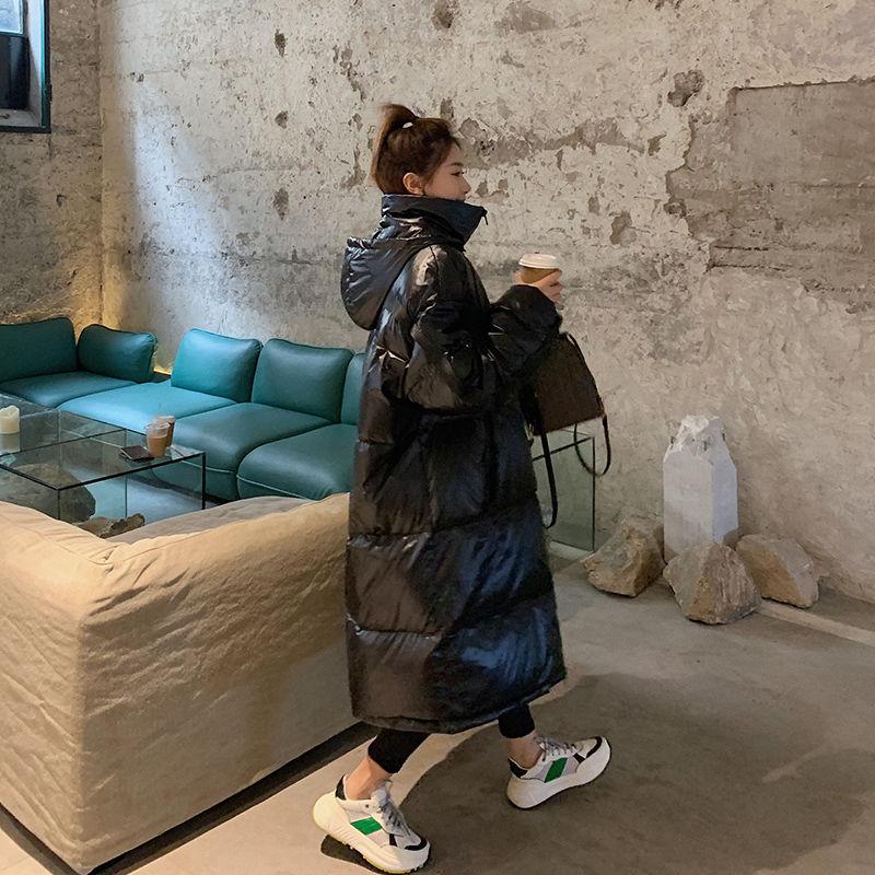 Fur Collar Cotton Clothes Women's Winter Coat Ladies Cotton-padded Jacket Loose Shiny Bread Coat Long-sleeved Top