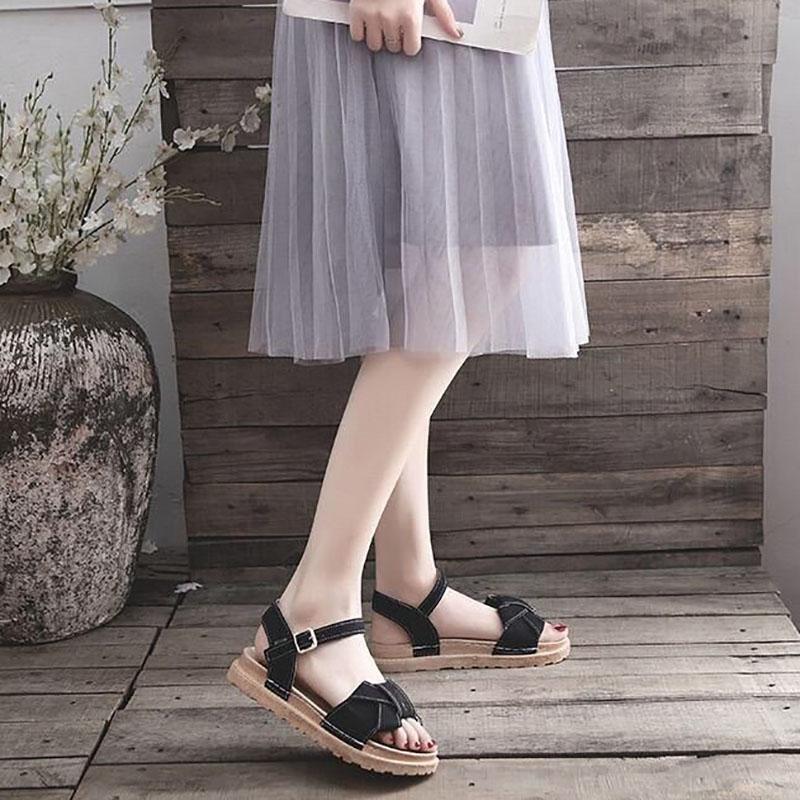 Ladies Sandals Women's Summer Thick-soled Student Fairy Style Collocation Dress Fashion Flat-bottom Trendy Shoes