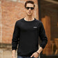 Men's Spring and Autumn Printing Shirt All-match Long-sleeved T-shirt Men's Bottoming Shirt Cotton Round Neck Comfortable Top Solid Casual Shirts