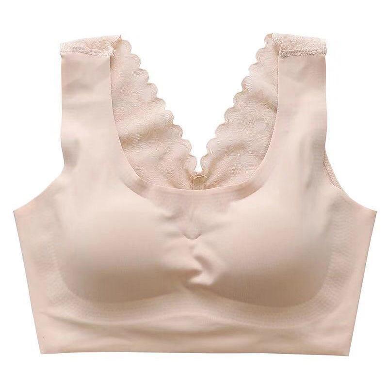 lace Natural Latex Women Sport Bra Large Size Underwear Women No Rims Gather Sports Vest Sleep Bra Anti-sagging Soft comfortable
