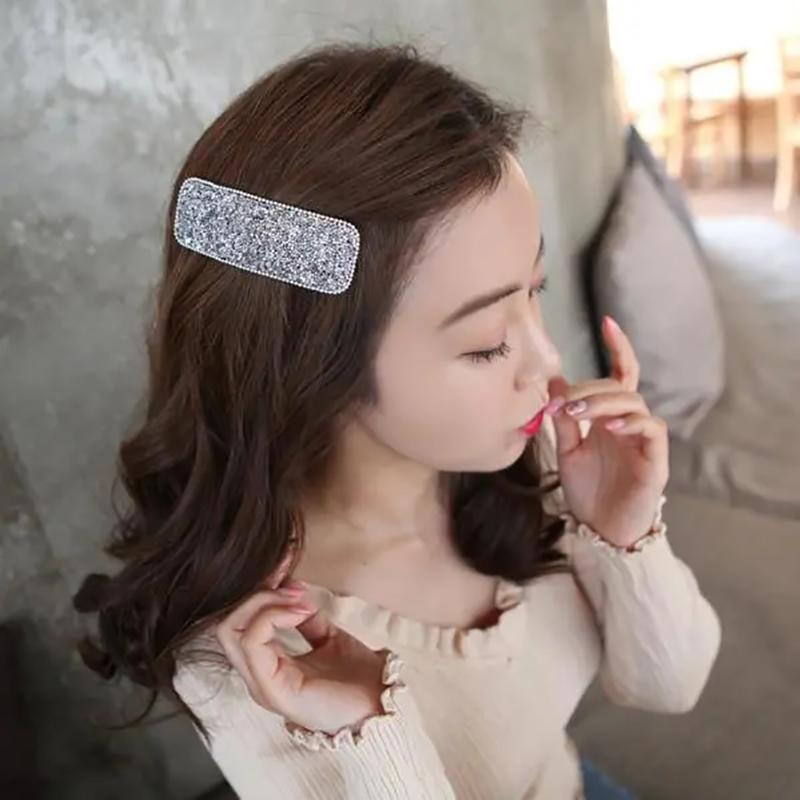 4PCS Cute Hairpin Bangs Clip Side Clip Headdress Bb Clip Shiny Hairpin Full Drill Word Clip Hair Top Clip Student Hairpin