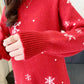 Autumn and Winter Snowflake Christmas Maternity Clothes Long Sleeve Dress Mid-length  Loose Plus Size Round Neck Knitted Skirt