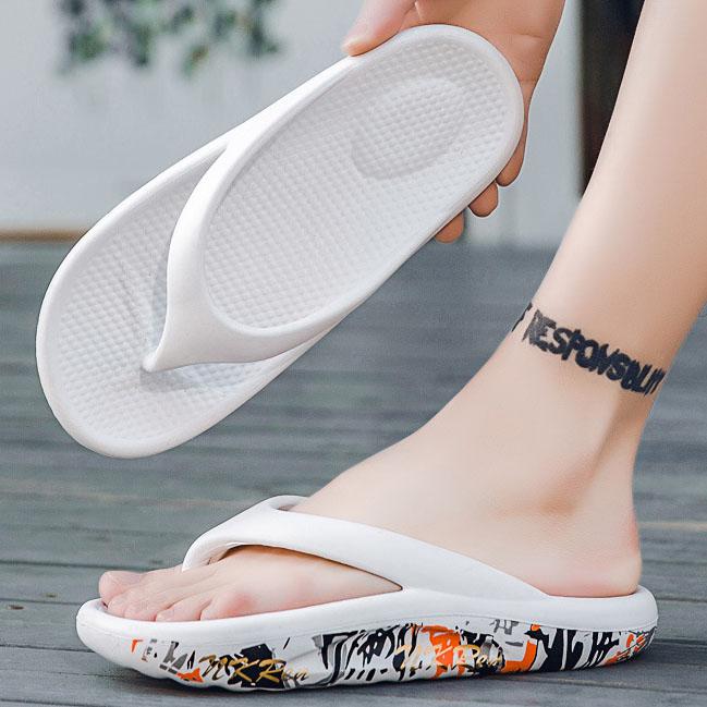 Couple's Spring Summer Slippers Household Soft Mute Flip Flops Non-slip Bathroom Large Size Deodorant Print Slippers
