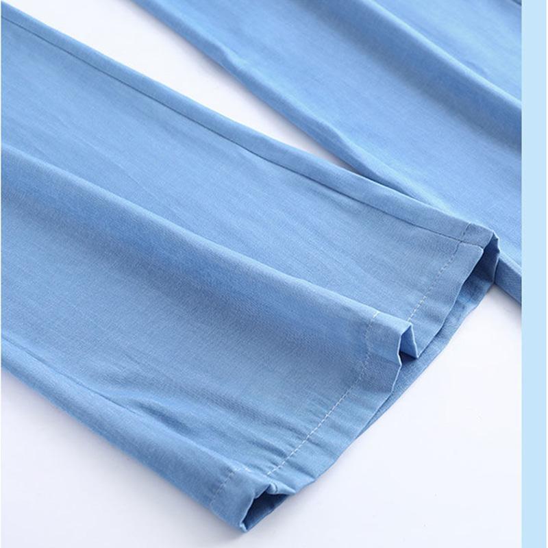 Women's Summer Breathable Thin Tencel Jeans Loose Straight Nineth Elastic High Waist Pants Business Casual Pants Bell-bottomed Trousers