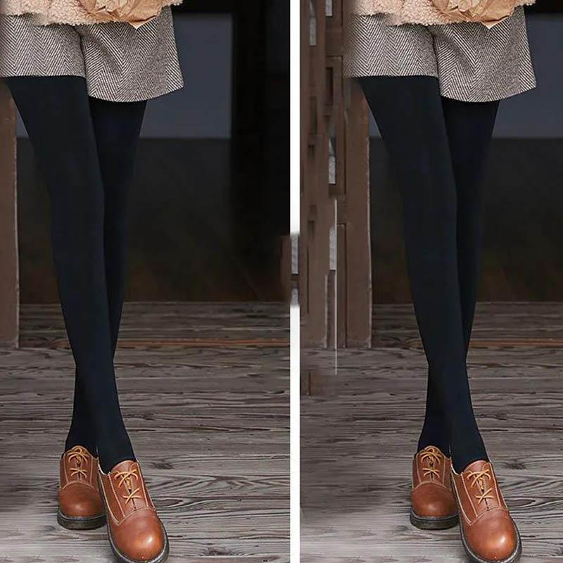 Fake Through Meat Pantyhose Women's Leggings for Women To Wear Winter Plus Velvet Thick Stockings Stewardess Gray To Keep Warm