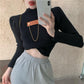 Turtleneck Design Sense Sweater Women's Niche Fall Winter Short Slim Outer Wear Small Knit Sweater Top