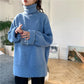 Winter Thick Solid Color Sweater Female Students Korean Turtleneck Pullover Bottoming Shirt Wild Split Stitch Loose Knit Sweater Jacket