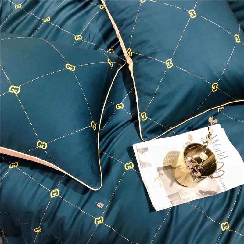 4pcs 60S egyptian bedding sets bear plaid bed set queen king size duvet cover bed sheet set