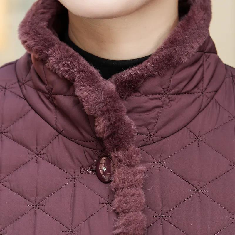 Mother's Small Padded Jacket Autumn and Winter Clothes Plus Velvet Thick Coat Middle-aged Women's Warm Cotton Jacket Short Padded Jacket