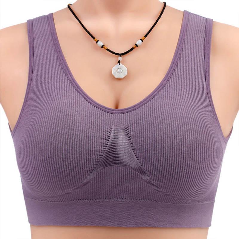 Ladies with Chest Pad Cotton Vest Gathered Anti-glare Anti-sagging Shock-proof Comfortable and Breathable No Steel Ring Plus Size Simple Bra