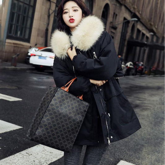 Winter Women's Mid-length Fashion Waist Coat Windbreaker Student Version Detachable Cotton Jacket