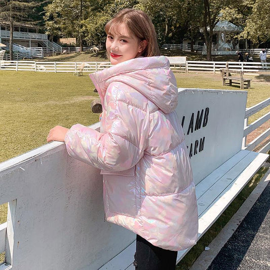 Bright Face Down Padded Jacket Women Korean Version of Loose Winter Coat Thick Bread Suit Coat Colorful Cotton Jacket Women
