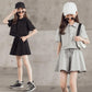 Girls' Sports Suit Summer Net Celebrity Foreign Atmosphere Big Boy Short-sleeved T-shirt Casual Shorts Two-piece Suit