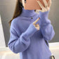 Women Black Turtleneck Thicken Warm Pullover Sweater Loose Office Short Bottoming Shirt