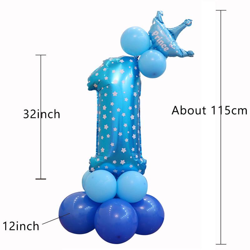 Pink Blue Foil Balloons Numbers 1 2 3 4 5 6 7 8 9 Pattern Birthday Party Decorations