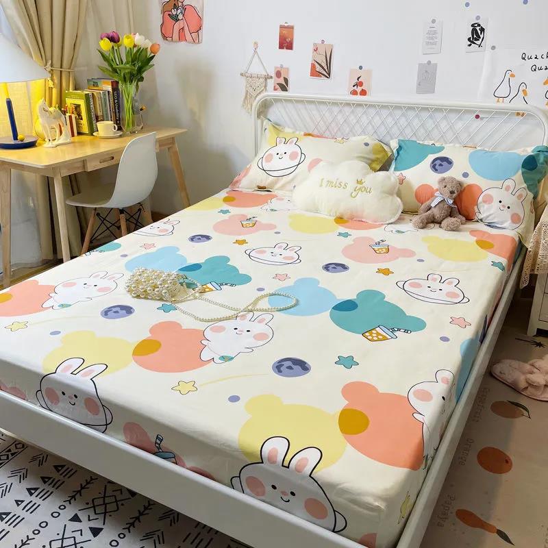 Beds Three-piece Cotton Pillow Bag Cover 1.5 Meters 1.8 Bed Seat Meng Si Dust-proof Cover Bedding Products Fresh Net