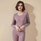 Autumn Clothes O-neck Tops Pants Women Winter Thermal Underwear Tight Suit Thicken Windproof Comfortable Soft Lining Long Sleeve High Elasticity Slim
