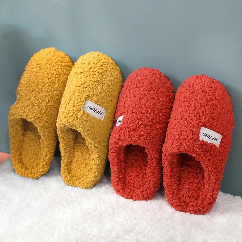 Soft Bottom Cotton Slippers Winter Female Plus Velvet Warm Household Floor Non-slip Student Couple Plush Indoor Men