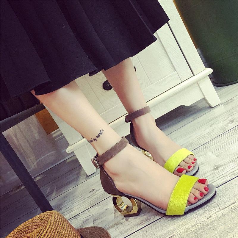 Women's thick high-heeled sandals personality profile frosted sexy open-toe women's shoes sandals