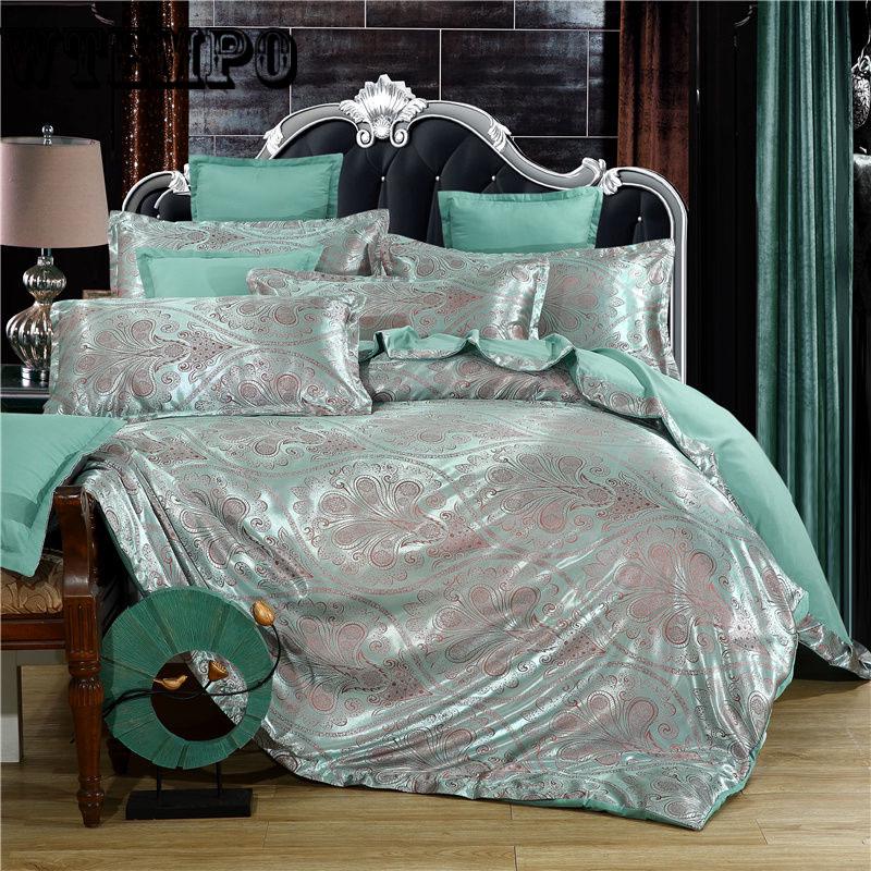 Wedding luxury Embroidery Jacquard Bedding Set Duvet Cover Bedspread Pillowcases