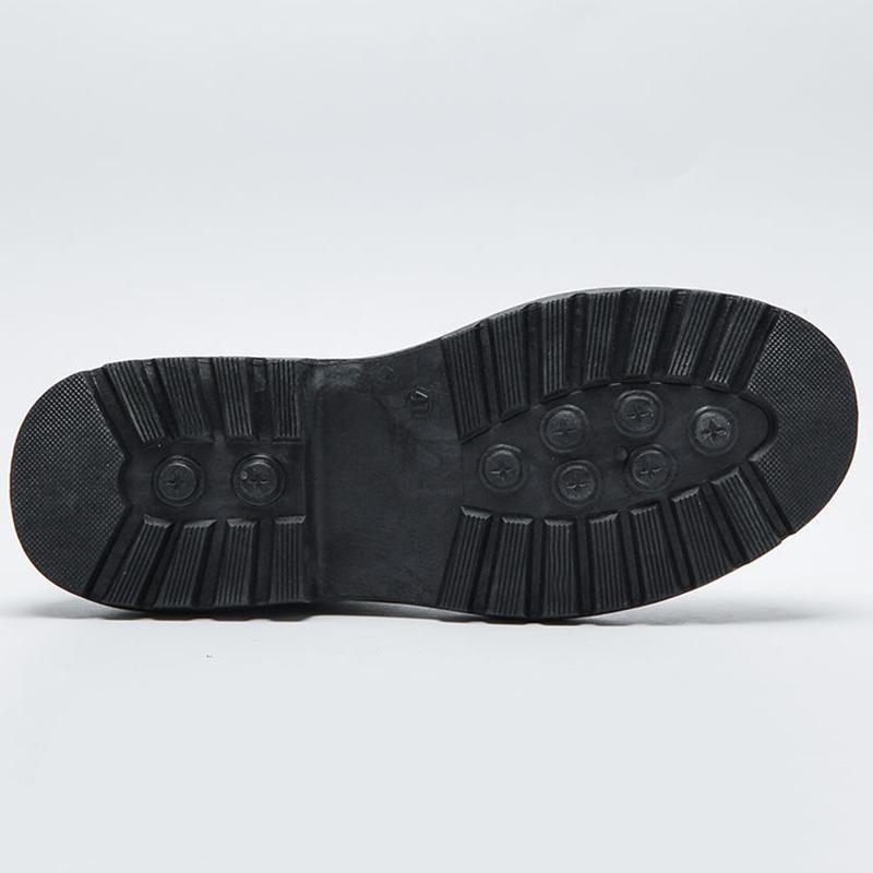 Men's Black Martin Boots Mid-British Thick-soled Men's Boots Korean Style Trendy All-match High-top Leather Shoes