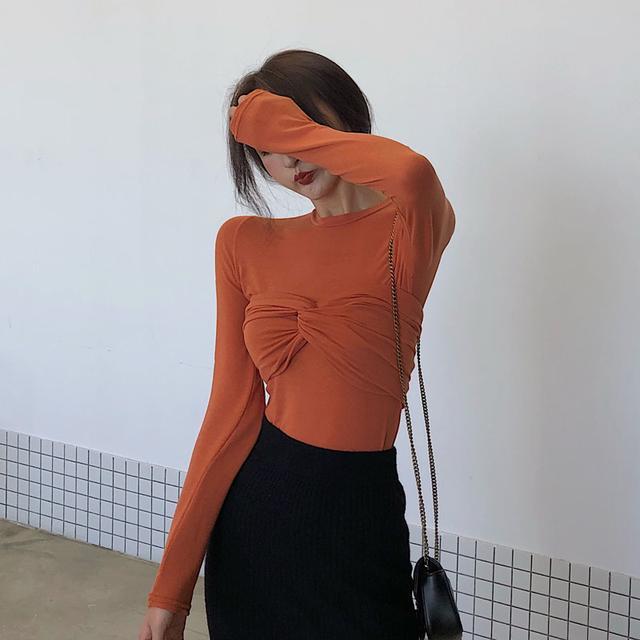 Women Sexy Personality Bottoming Shirt Long Sleeves Spring Small Round Neck T-shirt Night